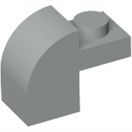 Lego kostka (kostička) 2x1x1 1/3 zakulacená nahoře, světle šedá (609102)